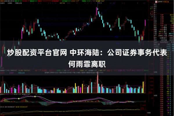 炒股配资平台官网 中环海陆：公司证券事务代表何雨霏离职